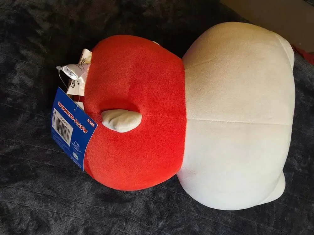 Sanrio Hello Kitty Weighted Plush Pillow 3 lbs Red Overalls Star Bow